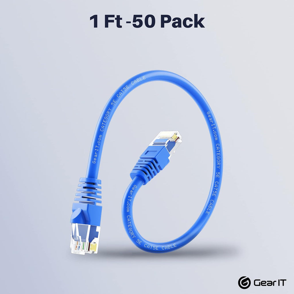50-Pack Blue Cat5e Ethernet Patch Cable 1 Foot X9907