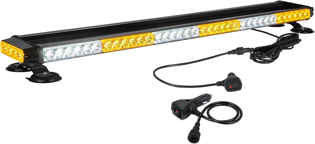 80 LED Amber White Emergency Strobe Light Bar with Strong Magnetic Double Side J690019