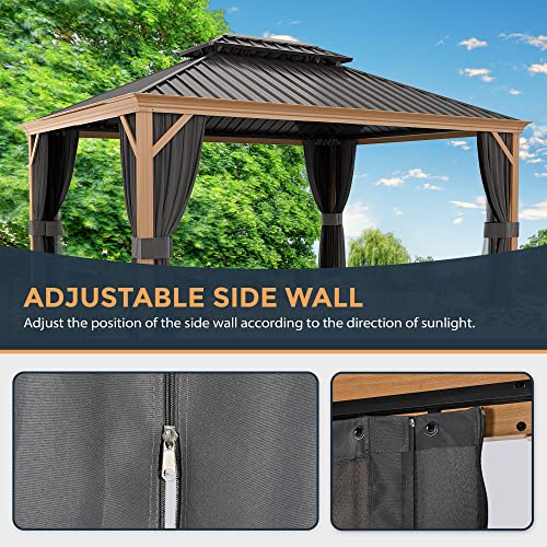 10' x 12' Hardtop Metal Gazebo with Netting and Curtains X30594