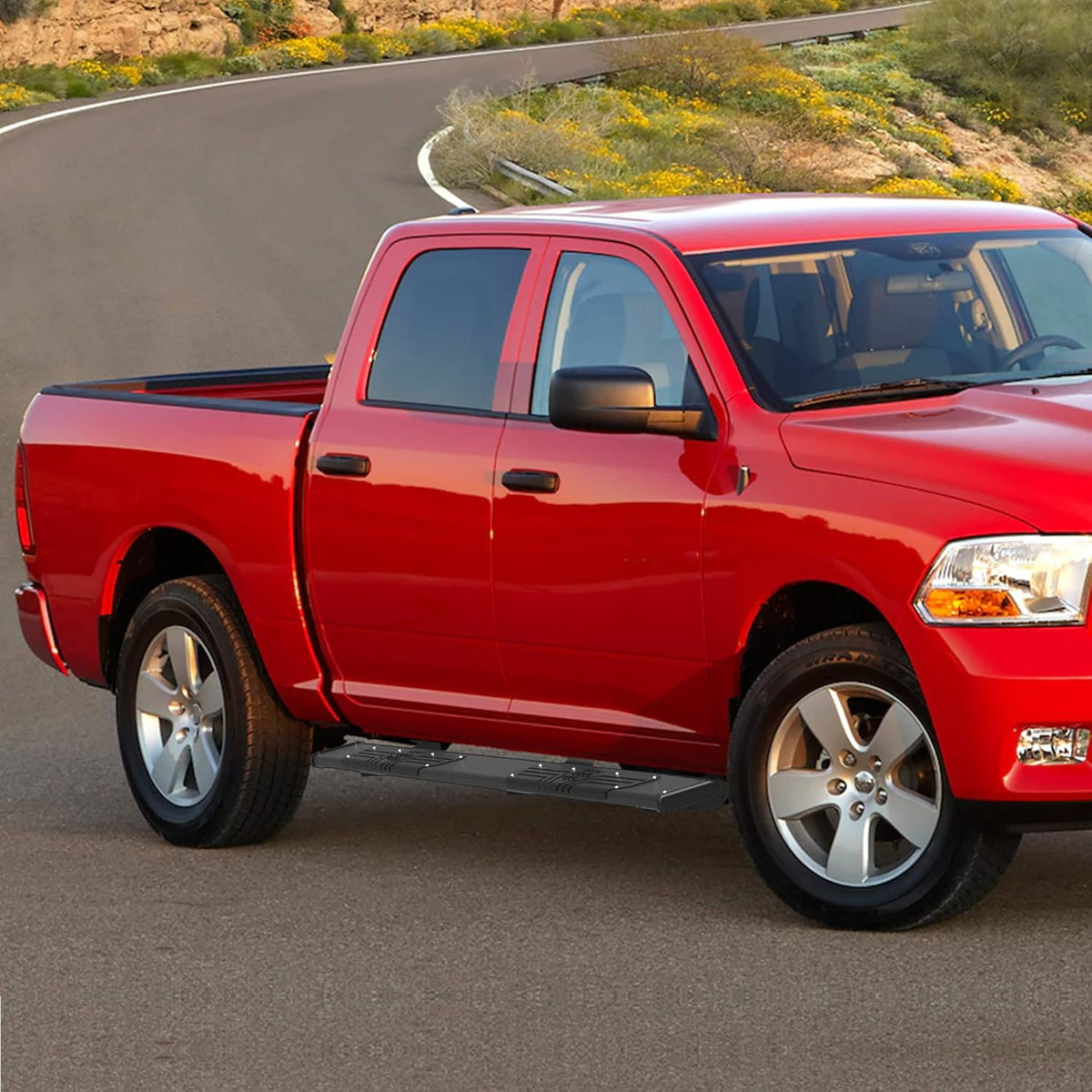 Black Textured Aluminum Running Boards W49541