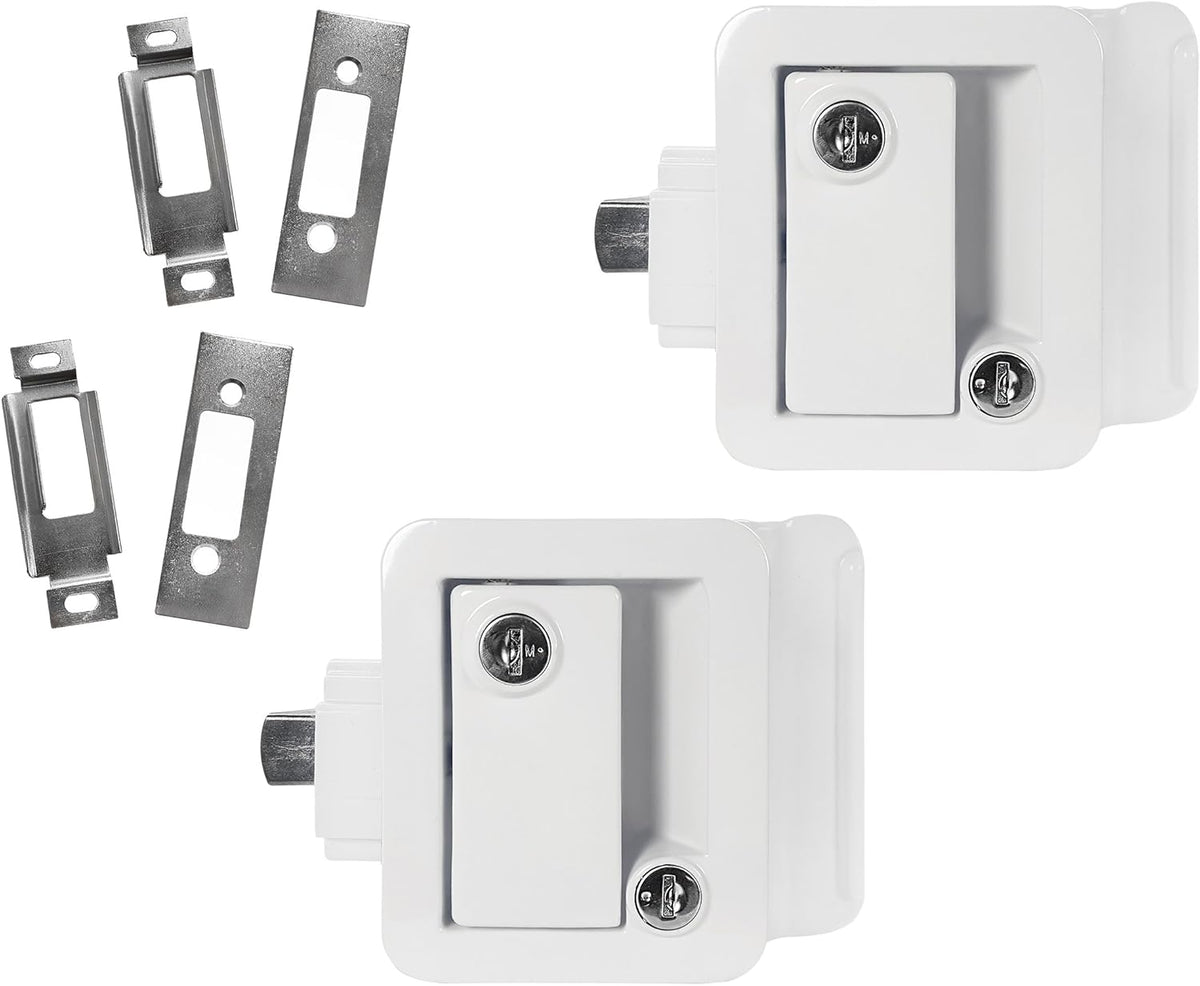 White RV Entry Door Handle with Deadbolt Pack of 2 D243365