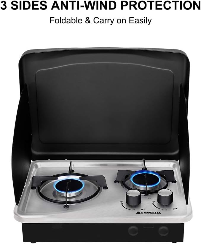2 Burner Stainless Steel Propane Gas Cooktop W3550