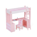 Pink Loft Bed, Desk, Chair, & Accessories for 18" Dolls O646