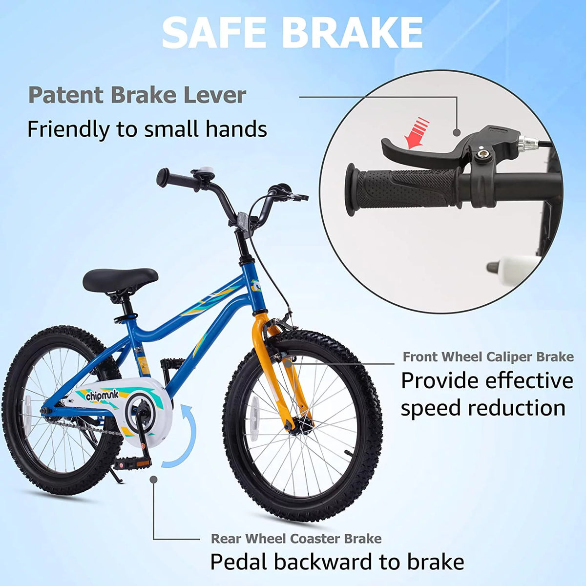 Kids Bike 18 Inch Bicycle with Kickstand Blue L877