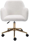 Modern Velvet Yellow Adjustable Height Home Office Chair with Gold Metal Legs J1632