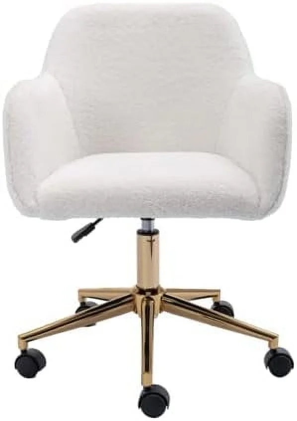 Modern Velvet Yellow Adjustable Height Home Office Chair with Gold Metal Legs J1632