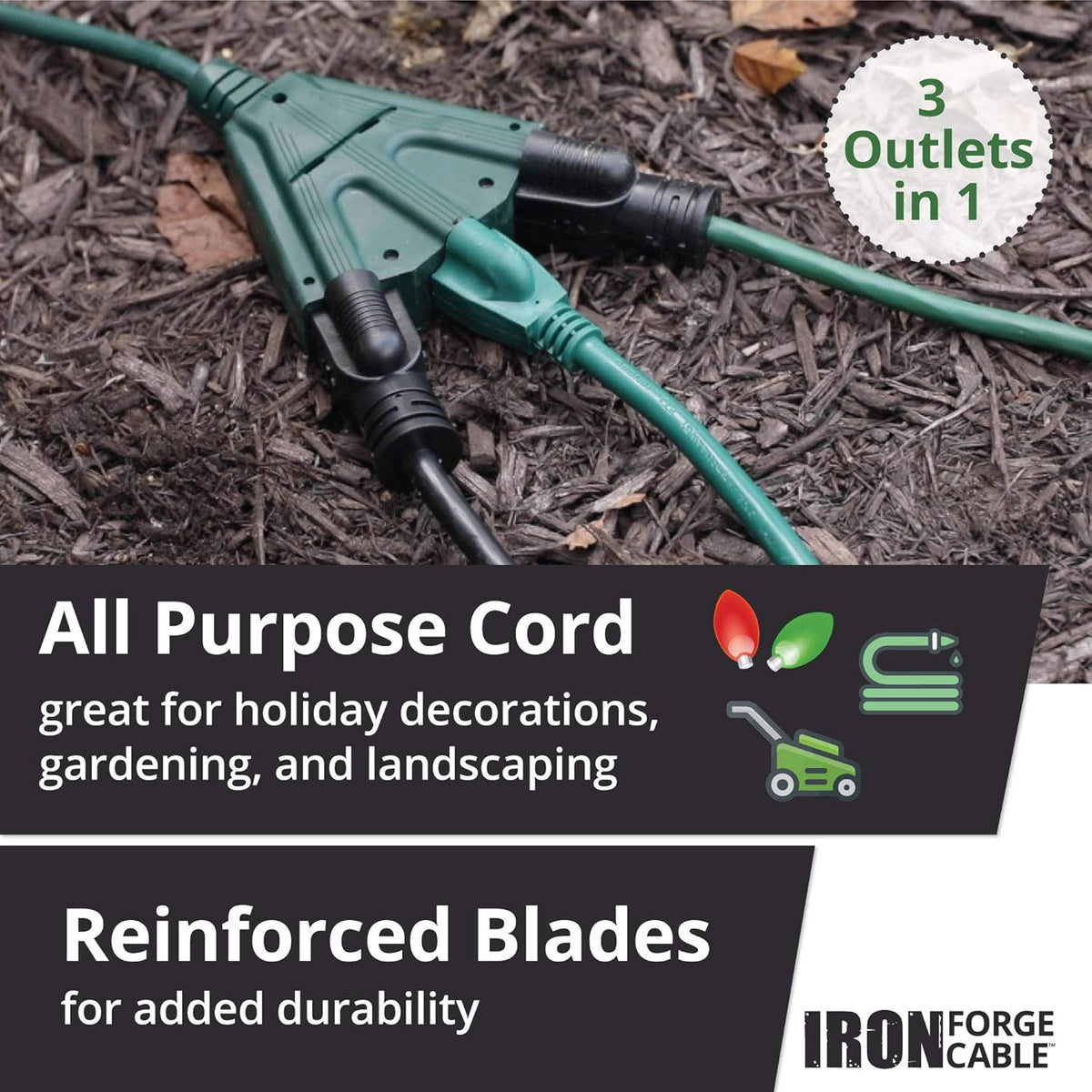 100 Ft Outdoor Extension Cord with 3 Outlets H9365