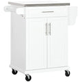 Black Rolling Kitchen Cart with Stainless Steel Countertop L551