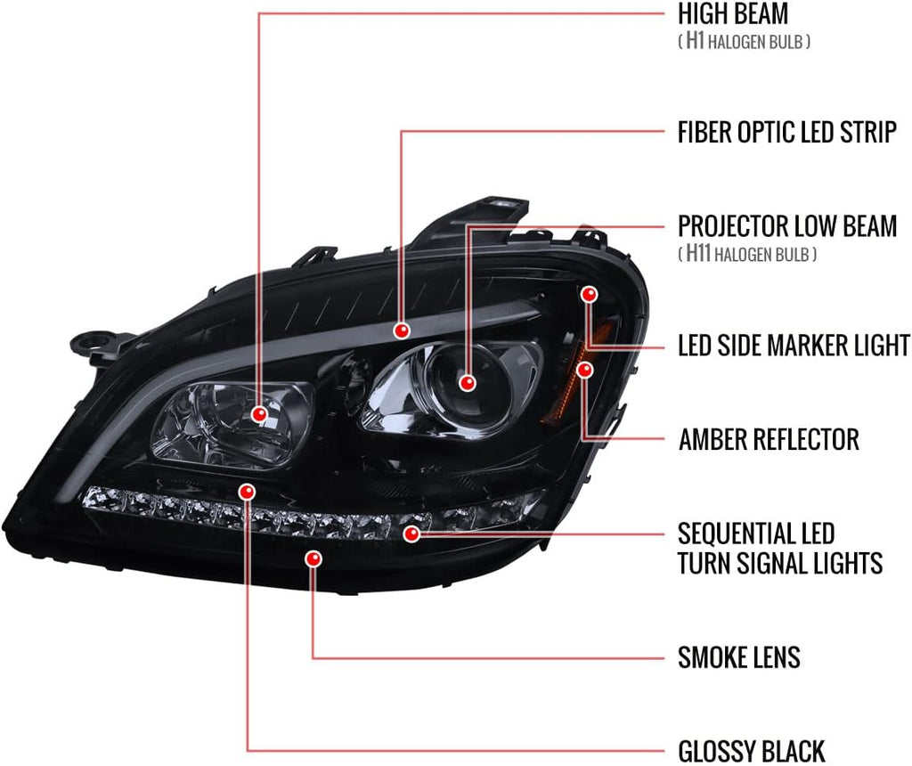 Smoke LED Projector Headlights Q3948