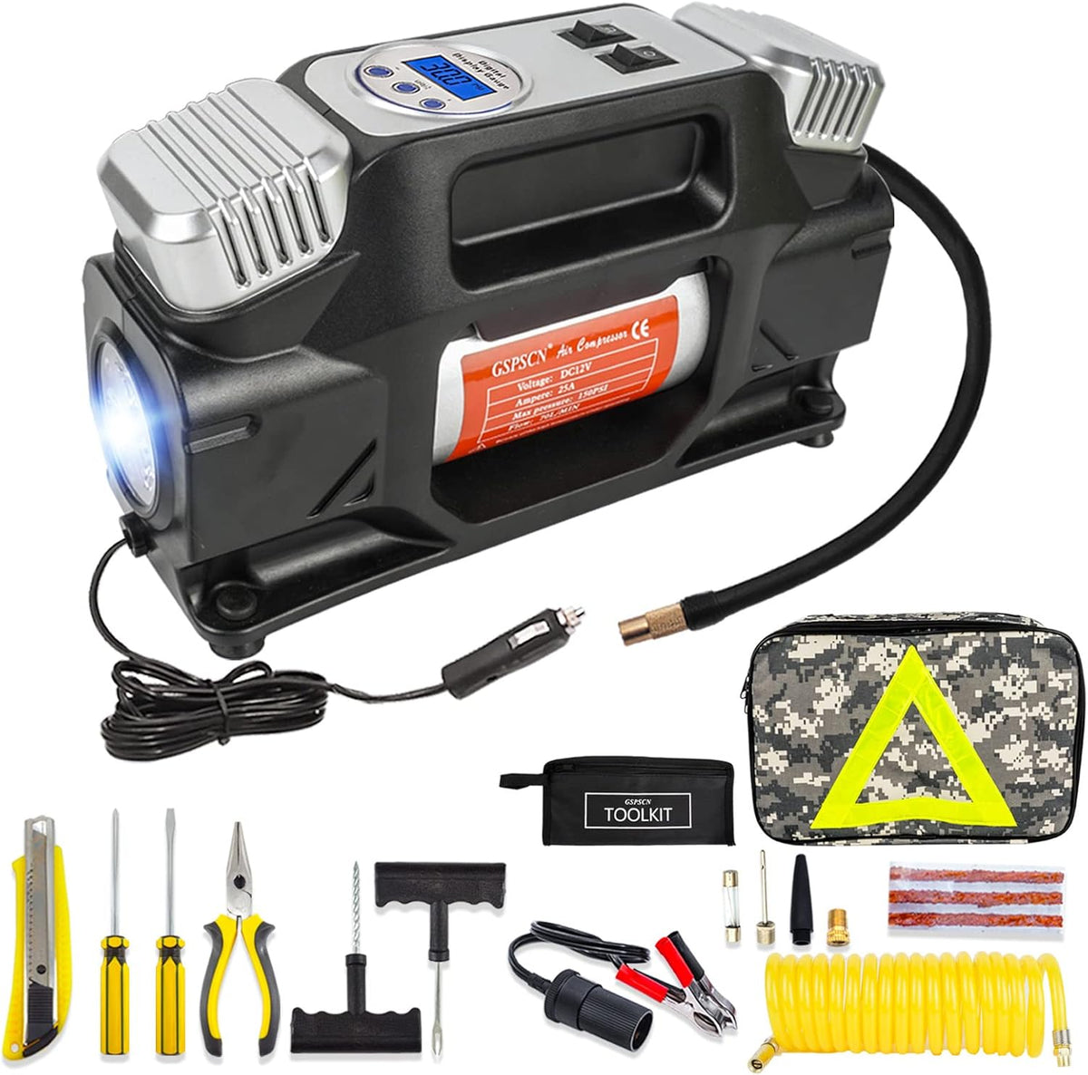 Portable Heavy Duty 12V Air Compressor with Digital Gauge Z2350