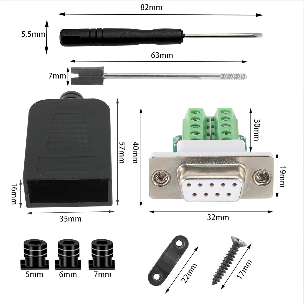 DB9 Breakout Connector 5 Male+5 Female 9 Pin H602511