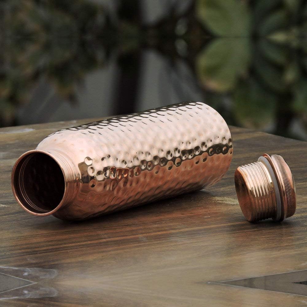 33.84 Us Fl Ounce Hammered Pure Copper Water Bottle A3956