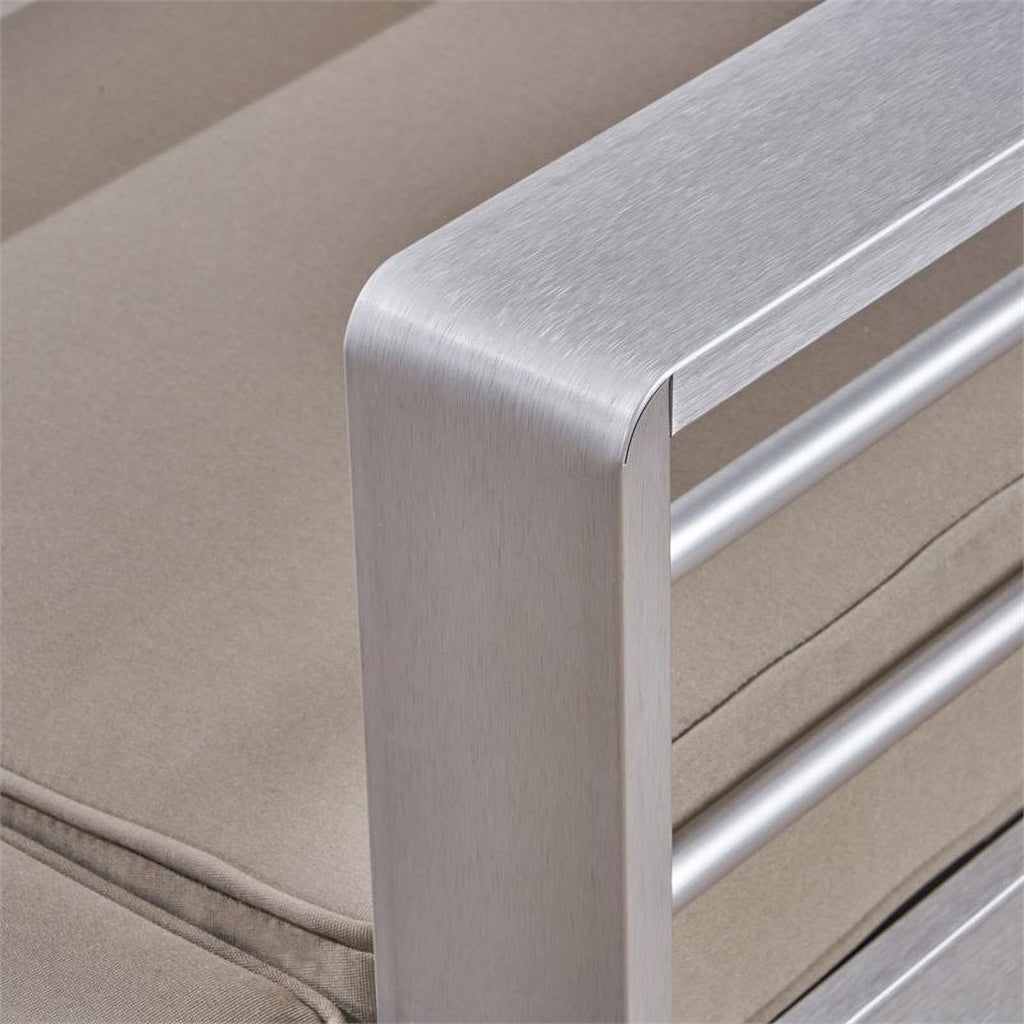 7-Seater Aluminum Sectional Sofa Set Silver/Khaki W742