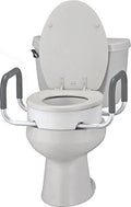 White Elongated Toilet Seat Riser with Arms A4332