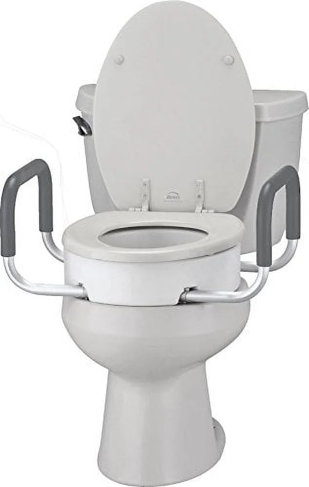 White Elongated Toilet Seat Riser with Arms A4332