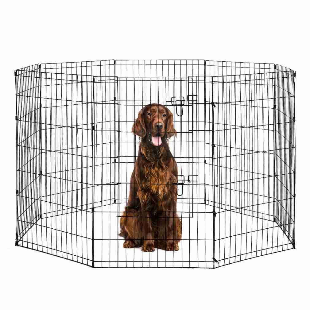 8 Panel 42-Inch Black Dog Playpen O2641