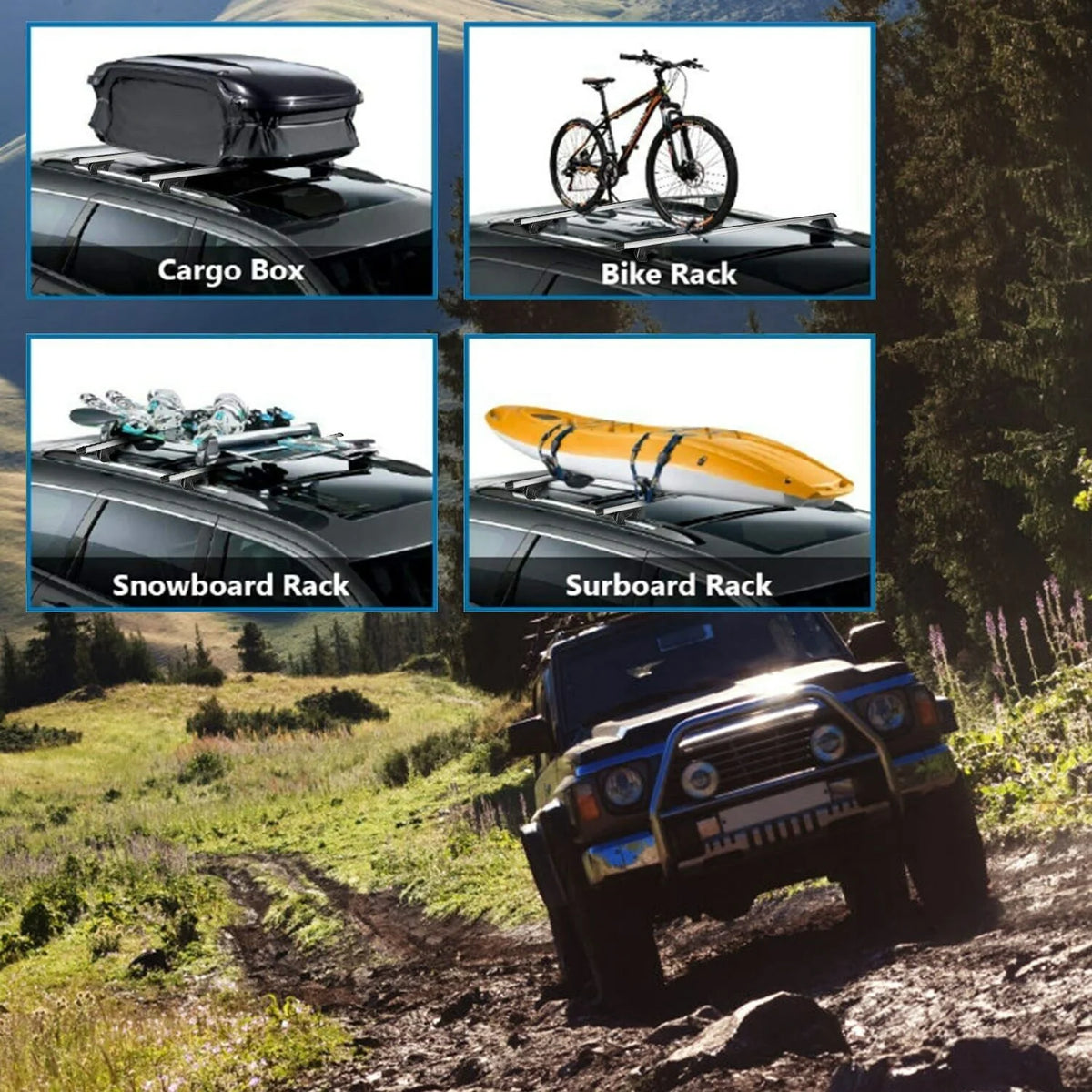 Aluminum Car Top Roof Rack Cross Bar Cargo Carrier R616610