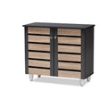 Oak and Dark Gray 2-Door Shoe Storage Cabinet V547