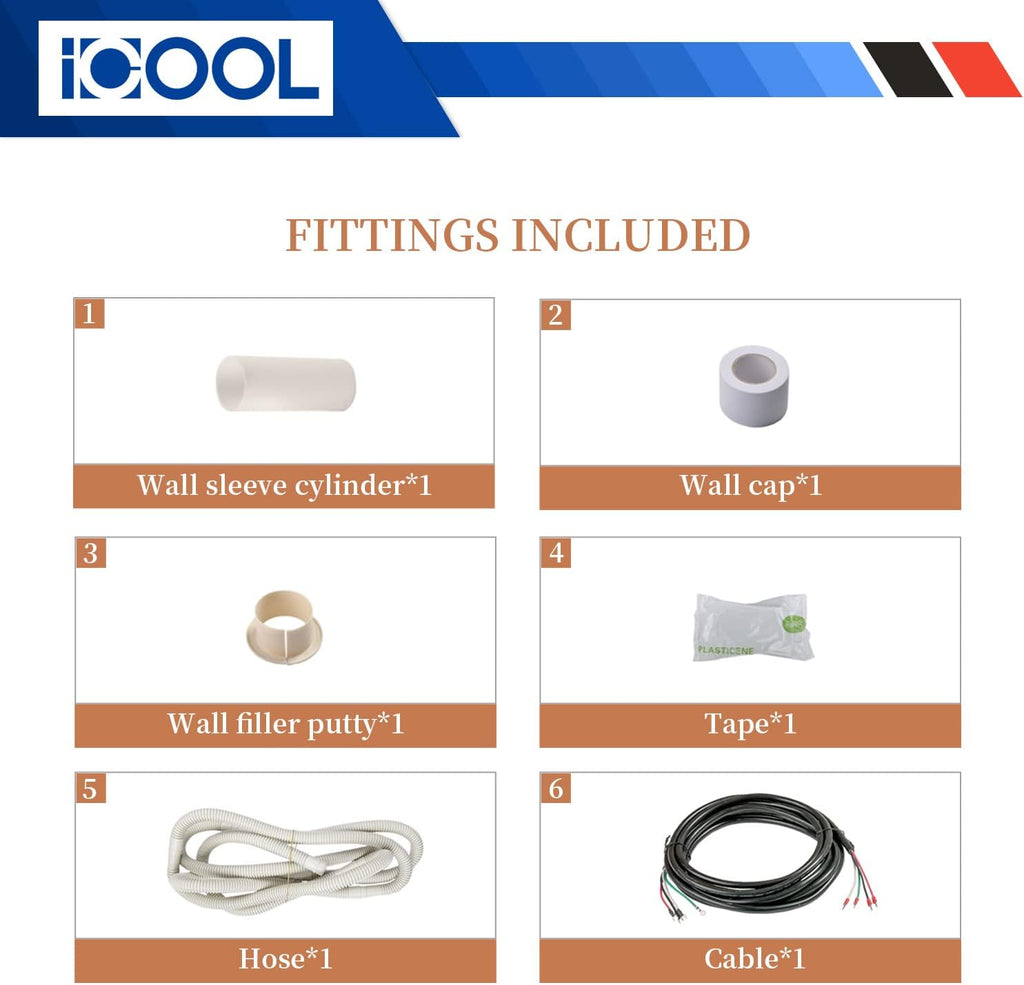 16 Ft. Mini Split Line Set 1/4" 1/2" & 3/8 Insulated Coil Copper Pipes with Nuts and Fittings C5313