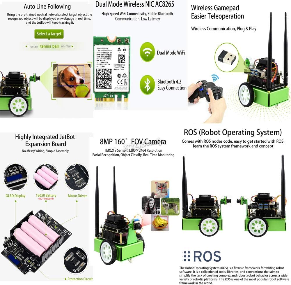 JetBot AI Kit with Front Camera Eye and ROS Nodes Code Q5303