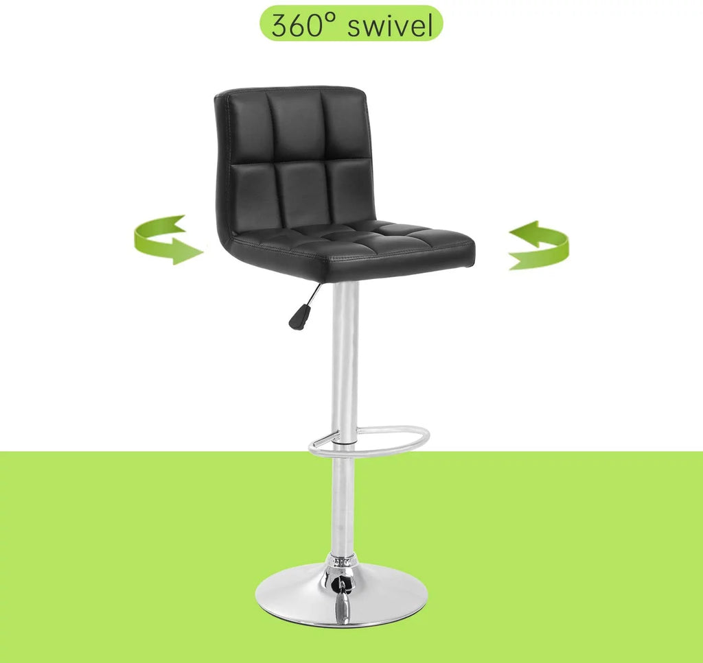 Black Set of 2 Height Adjustable Swivel Bar Stools A878847