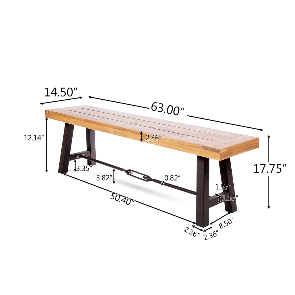 Acacia Wood Outdoor Dining Benches Set of 2 L991
