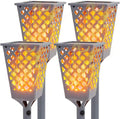 Grey Solar Torch Lights with Flickering Flame, 96 LED Waterproof A70282