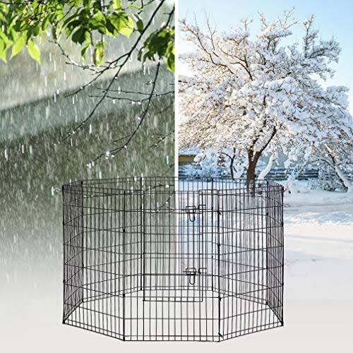 8 Panel 42-Inch Black Dog Playpen O2641