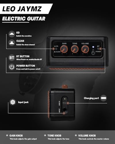 39" Full Size ST Style Electric Guitar Starter Kit with SSH Pickup, 5W Portable Amp, Tuner, Gig Bag, Strap & Accessories M4524
