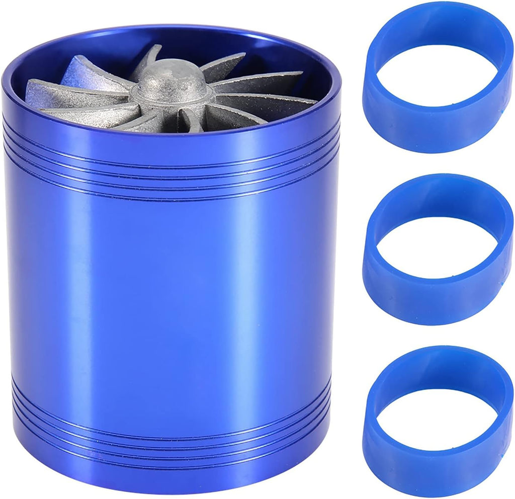 Twin Fan Turbine Car Air Intake Turbocharger Super Gas Fuel Saver Turbo (Blue) Z86611