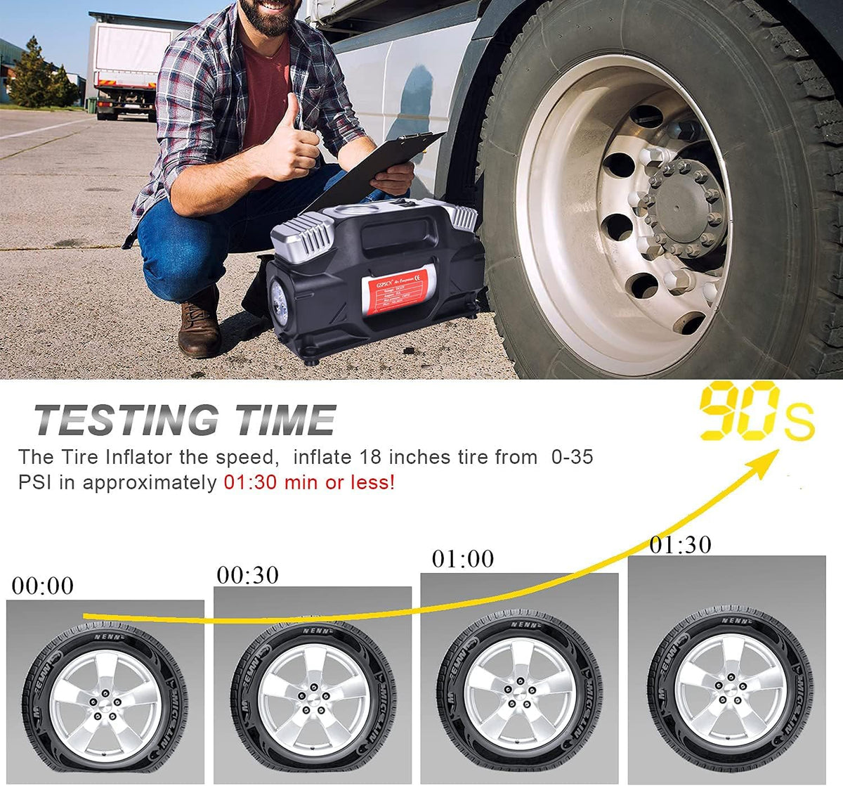 Portable Heavy Duty 12V Air Compressor with Digital Gauge Z2350