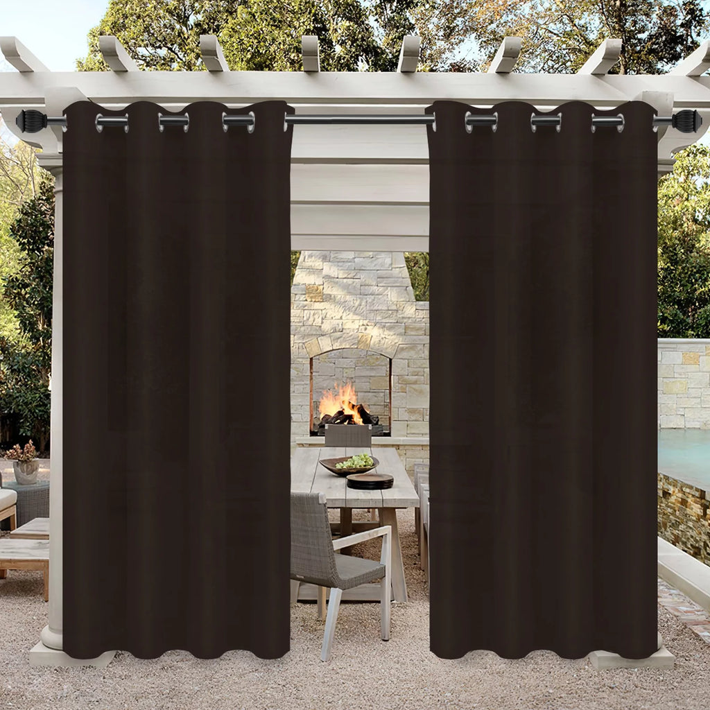 Waterproof Cabana Grommet Curtain Panels, Gold, 52 x 84 inch, Set of 2 K139