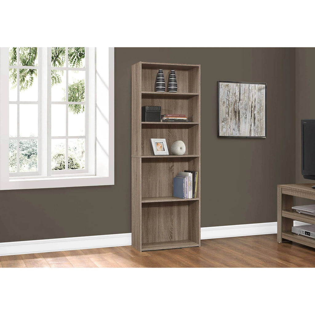Taupe Brown 5 Shelves Rectangular Bookcase N948493