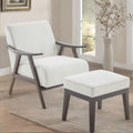Beige Upholstered Accent Chair with Ottoman and Solid Wood Frame C6776