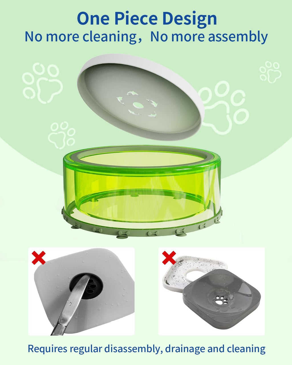 Green 2L No Spill Dog Water Bowl G3010