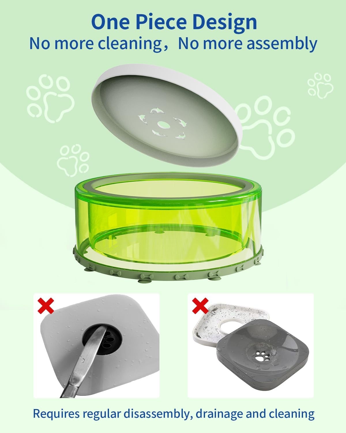 Green 2L No Spill Dog Water Bowl G3010