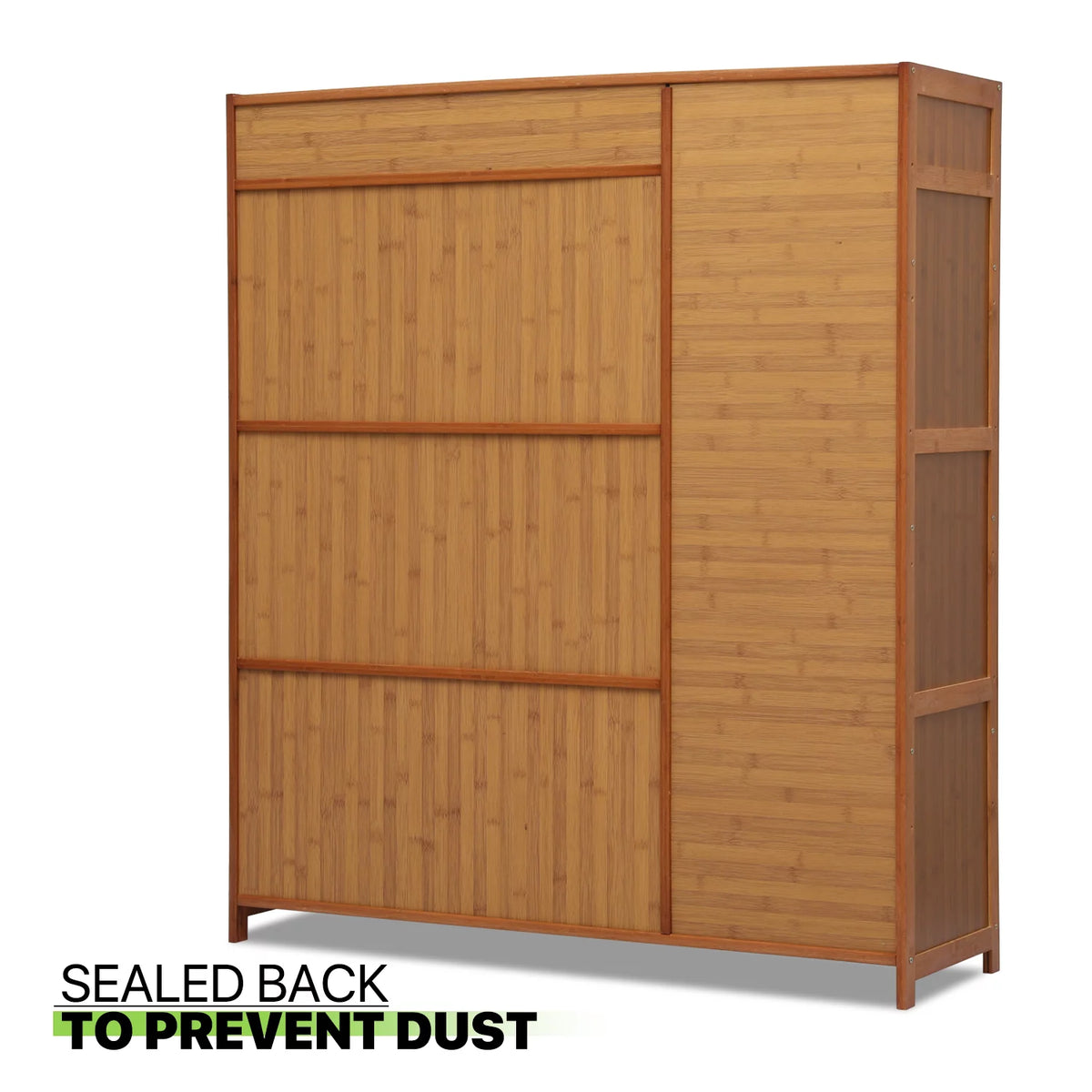 Bamboo 28 Pairs 6 Shelves Shoe Storage Cabinet with 4 Rattan Doors Z13767