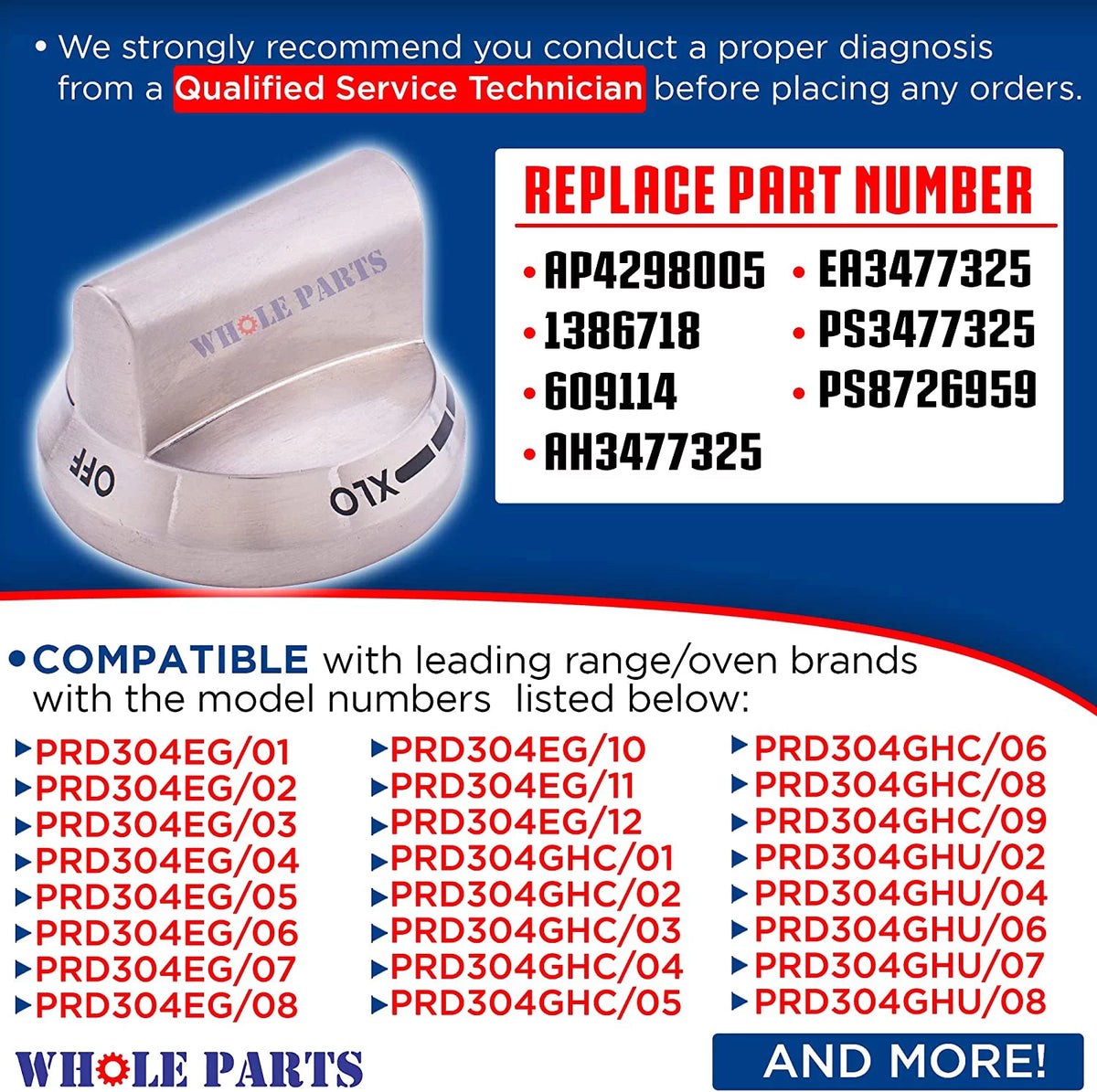 Range or Burner Knob Replacement F8760