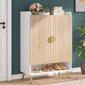 White Wood Grain 7 Tier Shoe Cabinet with Doors Z723
