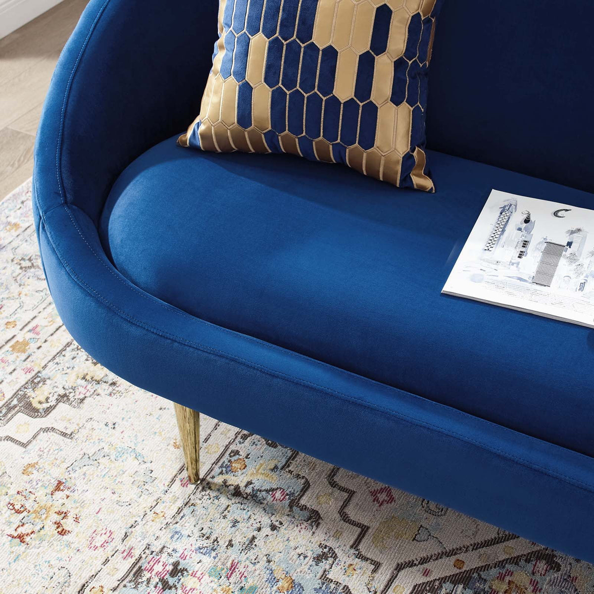 Navy Blue Velvet Sofa D979171