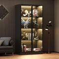 Black 4-Tier Display Cabinet with Glass Doors & Lights E73526