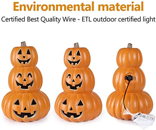 14" Lighted Stacked Pumpkin Lantern with LED Bulb D1429