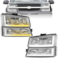 Headlight Assembly with LED DRL Sequential Turn Light Chrome Housing Clear Reflector X743