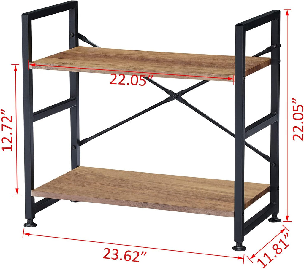 Industrial 5 Tier Wood Bookshelf with Metal Frame V6393