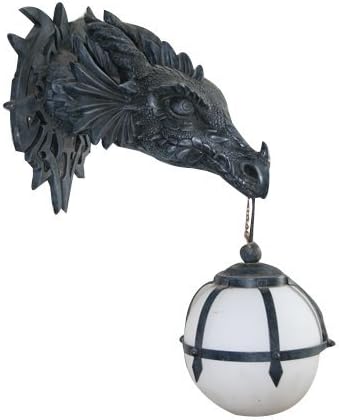Grey Stone Polyresin Dragon Electric Wall Sconce Light Fixture I695
