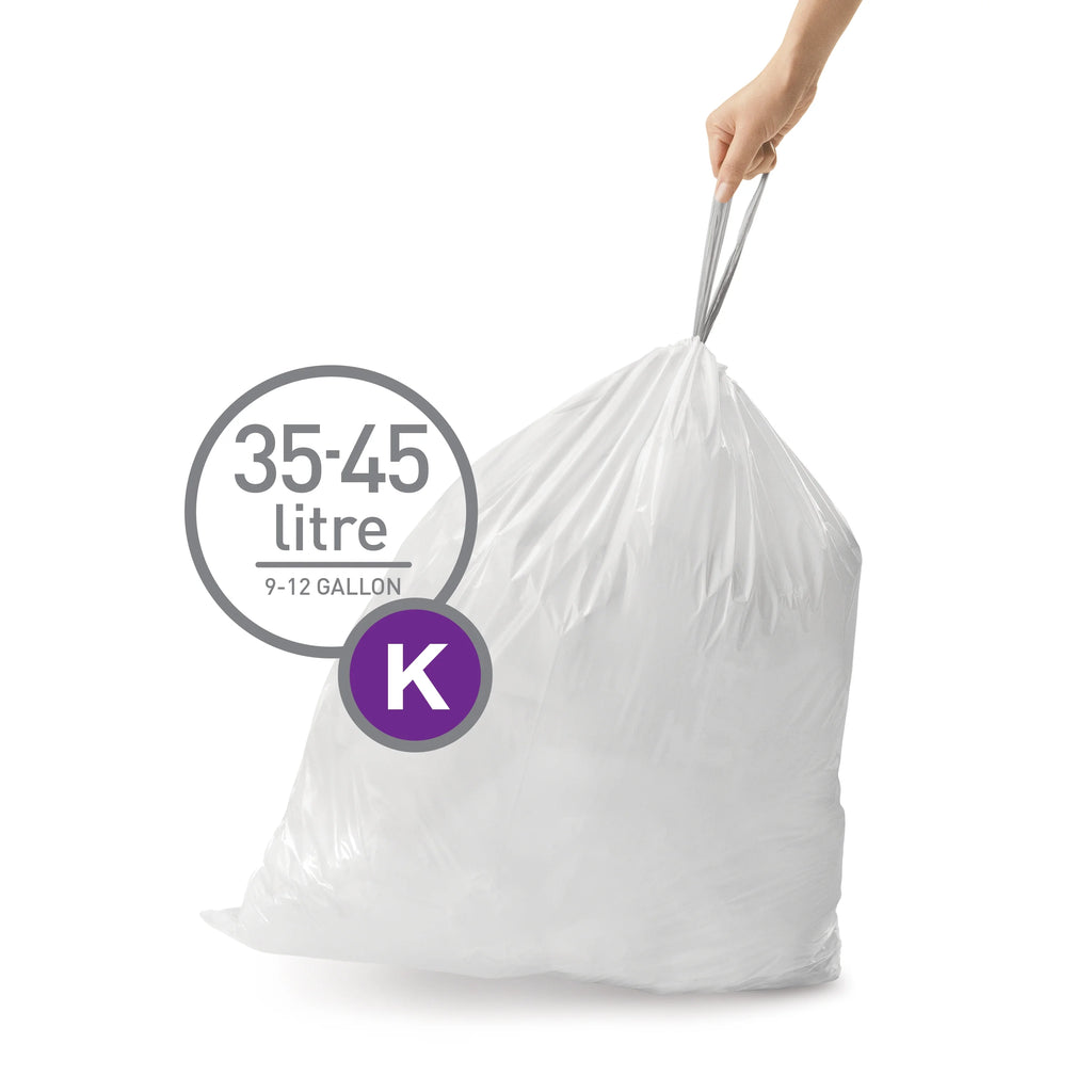 White Drawstring Trash Bags, 60 Count, 35-45 Liter / 9.3-12 Gallon I28076
