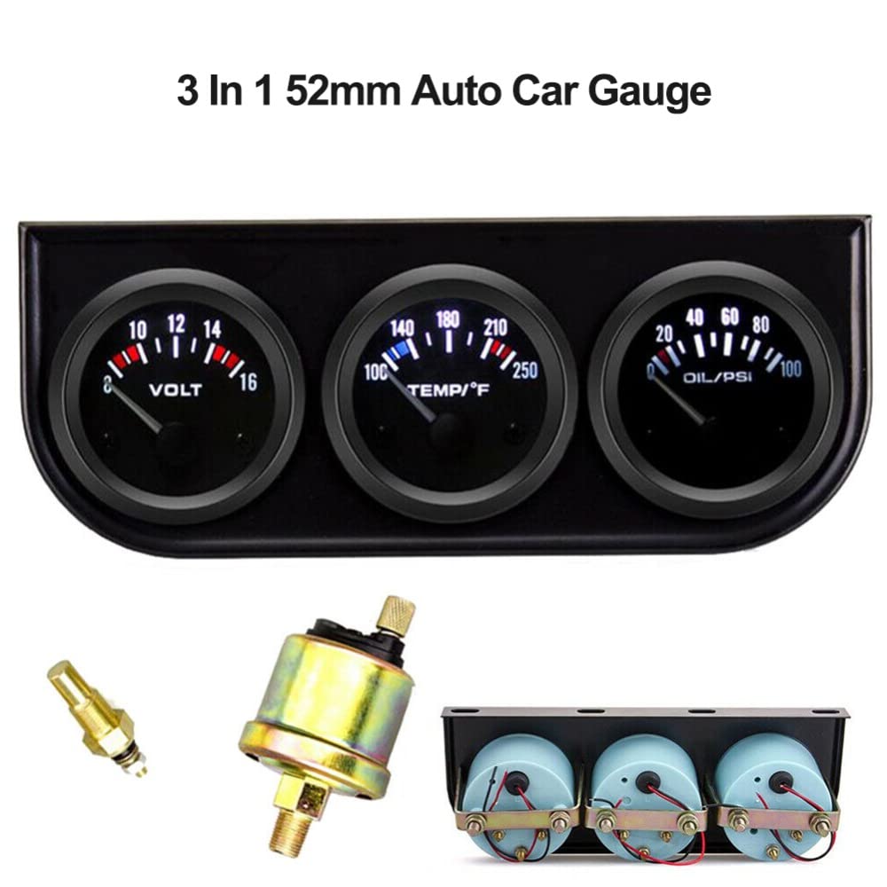 3 in 1 Car Meter Auto Gauge Triple Gauge Kit Pack of 2 B425437