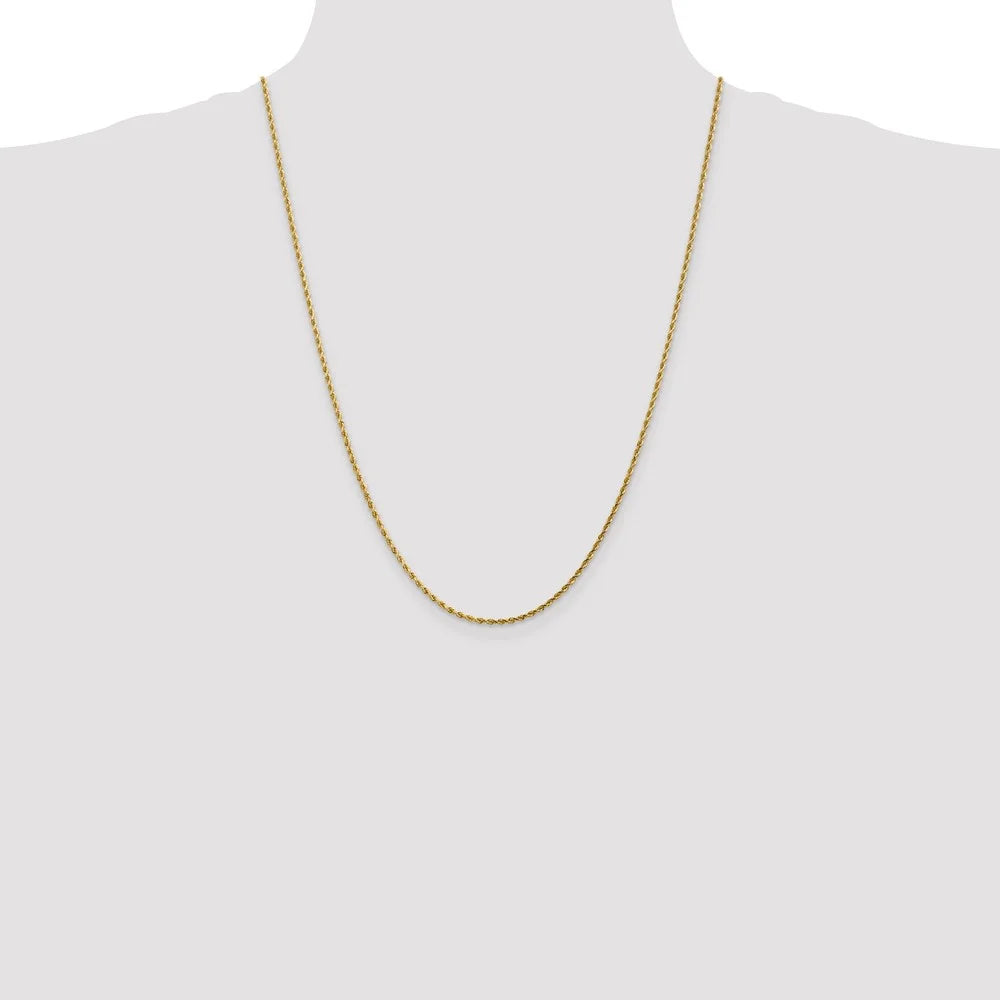 14kt Yellow Gold Diamond-Cut Rope Chain 24 inch Lobster Clasp A5218