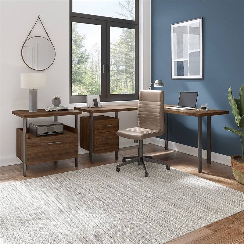 60W L Shaped Desk with Lateral File Cabinet X621033