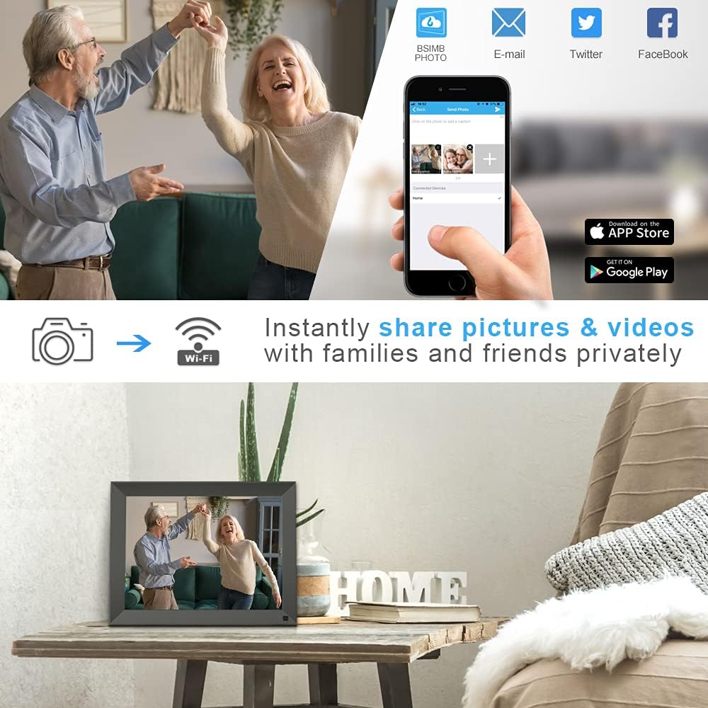 Digital Picture Frame IPS Display Wall-Mountable with Remote Control P85534